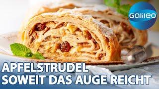 Apfelstrudel: Handarbeit in der Manufaktur vs. 800km Strudel im Jahr