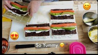 Salmon Avocado Cream Cheese Sushi Rolls II How to Make Philadelphia Sushi Roll with SMS