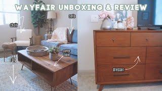 DETAILED WAYFAIR FURNITURE UNBOXING & REVIEW!