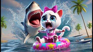 Kitten attacked by Shark  while Swimming #cats #cutecat #catlover