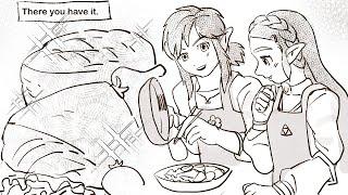 Link teaches Zelda how to cook