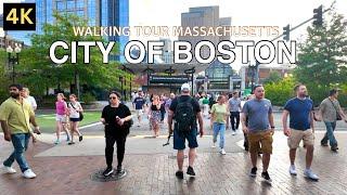 [4K] BOSTON WALK - Haborwalk, Faneuil Hall, China Town & More, Aug 2024 - USA