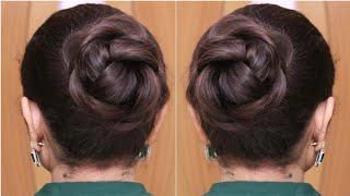 Very Beautiful Cute Bun Hairstyle For Wedding By Self | Latest Easy Long Hair Juda Hairstyle Girls