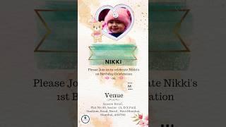 Baby's First Birthday Invitation Card || WhatsApp Invite ||Birthday Invite ||Digital invite