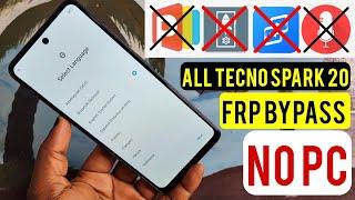 Tecno Spark 20, 20c 20 Pro Frp Android 13 || Tecno BG7n, KJ5 Google Account Remove | Without Pc