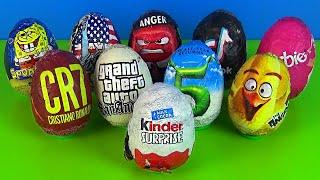 10 Surprise Eggs, Surprise ASMR GTA Spongebob Ronaldo Disney USA