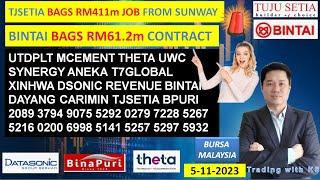 Daily #KLSE #BURSA UPDATE - 5-11-2024 TJSETIA BAGS RM411m JOB BINTAI BAGS RM61.2m CONTRACTUWC