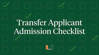 Transfer Applicant Admission Checklist