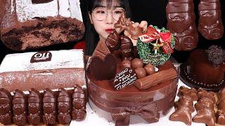 초코무스케이크 가나슈케이크 부쉬드노엘 산타초콜릿까지!  초코디저트 케이크 먹방 CHOCOLATE CAKE EATING SOUNDS DESSERT MUKBANG ASMR