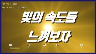 지구상에서 보는 빛의 속도는 어떨까? (광속으로 체감하는 태양계 행성들의 실제 거리와 크기 비교)