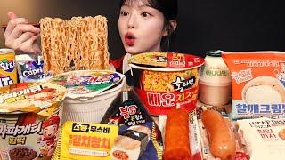 Convenience Store Food Mukbang! Ramyeon Sausage Gimbap Dessert Pizza Asmr