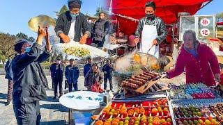 The big market at the foot of Songshan Mountain in China, super cool Kung Fu flying cakes