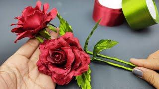 DIY satin ribbon roses/how to make Roses with satin ribbon