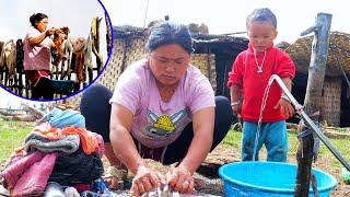 Our cleaning day in shelter II Jina & Jonson washing Clothes@Sanjipjina