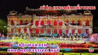 Khán giả đội mưa xem Khai mạc Festival Quốc tế Huế 2024 I Ấn tượng 3D-Maping ở Điện Kiến Trung