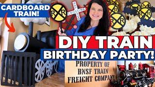 How I DIYed an EPIC Train Birthday Party on a BUDGET!  DIY Cardboard Steam Train Tutorial