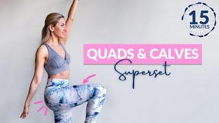 15 Min SUPERSET LEGS – Quads and Calves Workout – No Equipment | Zhervera Shojaee