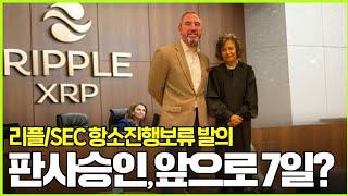 리플/SEC 항소진행보류 공동 발의, 판사승인 앞으로 7일? #XRP