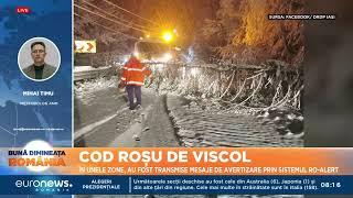 Cod roșu de viscol în 7 județe. În unele zone au fost transmise mesaje de avertizare RO-Alert