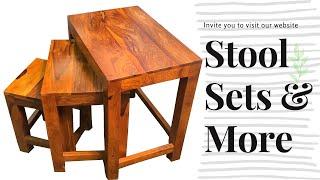 Solid sheesham wood nesting stool set of 3 @antaryuga