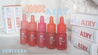 2023 NEW! PERIPERA INK AIRY VELVET 26, 27, 28, 29, 30 REVIEW & SWATCHES | Lululand