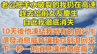 （完結爽文）老公把羊水破裂的我扔在高速，趕去給前女友慶生，自此我徹底消失，10天後他凍結我所有的銀行卡，還發消息威脅讓我立刻滾回來，下一秒一則消息讓他徹底瘋了！#情感幸福生活#出軌#家產#白月光#老人