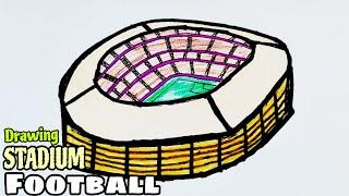 How to draw a Football Stadium with colours - SHN Best Art