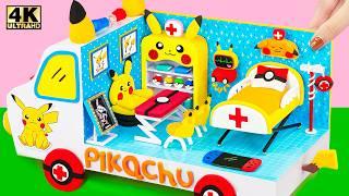 How To Make Pikachu Ambulance Hospital Pokémon in Real Life and DIY Doctor Set from Clay, Cardboard