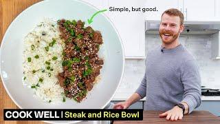 11 minute Garlic Ginger Steak & Rice.