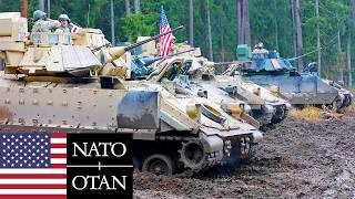 US Army, NATO. Bradley Fighting Vehicles during military exercises in Eastern Europe.