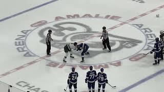 The first fight at Tampa Bay Lightning vs Minnesota Wild