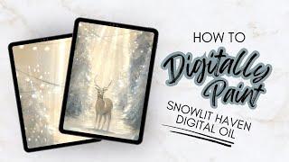 Procreate Digital Oil Painting Tutorial | Whimsical Winter Scene