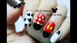 【Nail Art Tutorial】Micky mouse inspired nail  DIY 2016