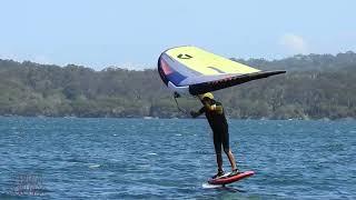 Wallagoot Lake NSW Tacks in flat water Wingfoiling