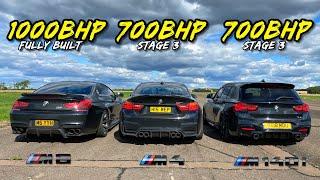 BMW M SAVAGES.. 1000HP M6 vs 700HP M4 vs 700HP M140I