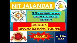 NIT JALANDAR FREE INDUSTRIAL TRAINING FOR CIVIL ENGINEER 2020