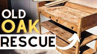 I tried to save this OLD, CRUSTY, DAMAGED oak piece : Restoring Furniture