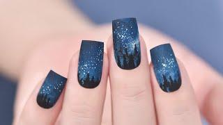 Starry Late Night | Blue Forest Nails | Easy DIY Nail Design | KADS