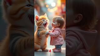 Cute Cat and baby  #cutecat #cutebaby #viralvideo #ai #shorts