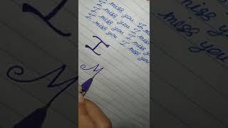 English Handwriting How To Write Word I MISS YOU - quek write 001 Handwriting #shorts