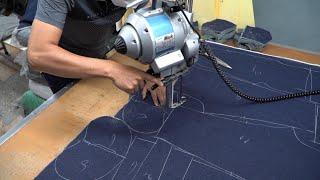 40 Years old Korean Children's Clothing Factory. Kids Jeans Making Process