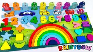 Find Shapes, Numbers, Vehicles and Fish with a Rainbow Puzzle