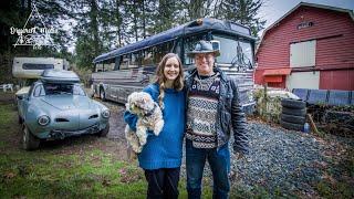 4 years Living in a Vintage Bus! Couple custom builds Tiny house from Coach bus.