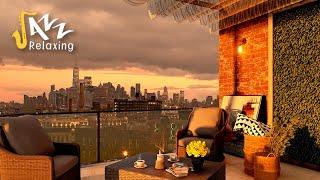  Rooftop Coffee Shop Ambience To Relax, Study, Work   Relaxing Jazz Music with a Manhattan View