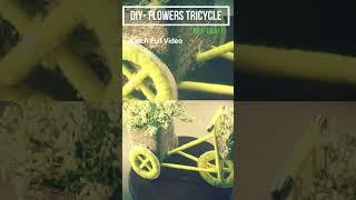 How To Make Flower Bicycle | DIY- Flowers Tricycle With Rope | Home decor Jute #shorts