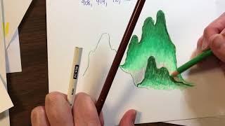 Prismacolor pencil blending - mountains in China