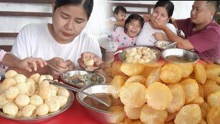 Home made Pani Puri Mukbang#familyvlog