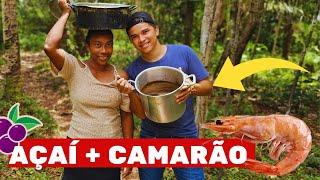 LILIANE PREPARA AÇAÍ E COME COM CAMARÃO