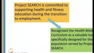 Using the Health Matters Curriculum with the Project SEARCH® Program Model