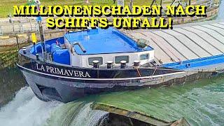 +++ FRACHTSCHIFF RAMMT SCHLEUSENTOR +++ MILLIONENSCHADEN AUF DEM RHEIN | SCHIFFSUNFALL LIVE GEFILMT